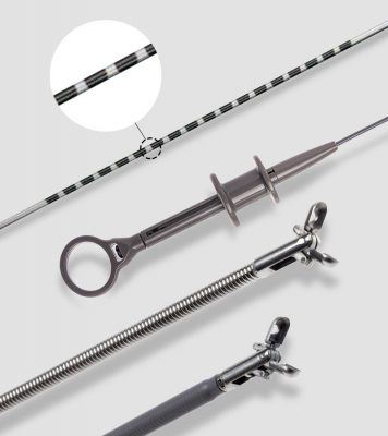 Forceps tal-bijopsija mmarkati li jintremew bil-labra